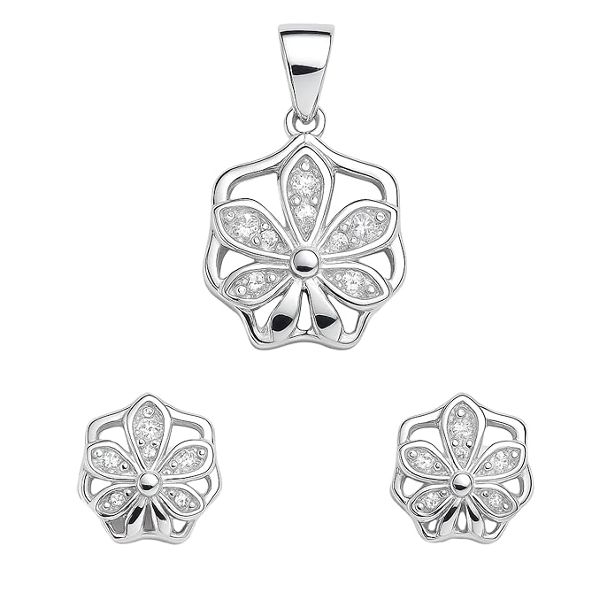 Zircon Dazzling Flower Studs with Pendant and Chain Gifts for Women and Girls | With Certificate of Authenticity and 925 Stamp | ๐ฒ ๐ ๐ผ๐ป๐๐ต๐ ๐ช๐ฎ๐ฟ๐ฟ๐ฎ๐ป๐๐