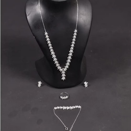 Solitaire Necklace, ring,bracelet, earrings Jewellery Set [𝐎𝐫𝐢𝐠𝐢𝐧𝐚𝐥 𝟗𝟐𝟓 𝐒𝐭𝐞𝐫𝐥𝐢𝐧𝐠 𝐬𝐢𝐥𝐯𝐞𝐫] Gift for Women and Girls