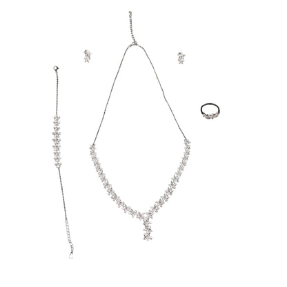 Solitaire Necklace, ring,bracelet, earrings Jewellery Set [𝐎𝐫𝐢𝐠𝐢𝐧𝐚𝐥 𝟗𝟐𝟓 𝐒𝐭𝐞𝐫𝐥𝐢𝐧𝐠 𝐬𝐢𝐥𝐯𝐞𝐫] Gift for Women and Girls
