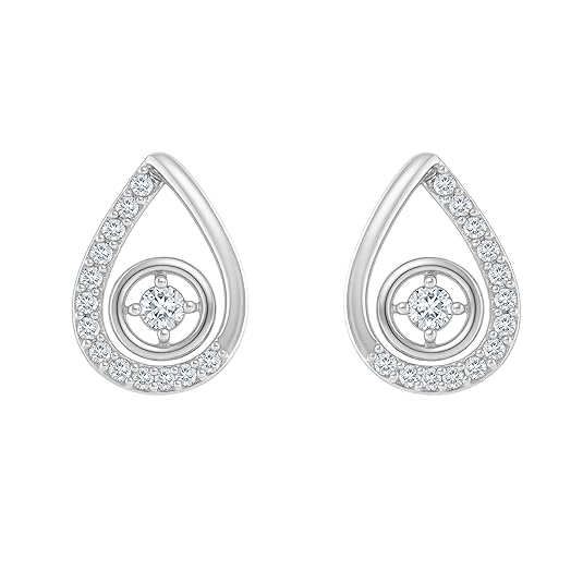 925 Sterling Silver Teardrop small silver earrings Stud Earrings Rhodium Plated with Cubic Zirconia, [𝐁𝐞𝐬𝐭 𝐐𝐮𝐚𝐥𝐢𝐭𝐲 𝐒𝐢𝐥𝐯𝐞𝐫] Dancing Diamond Design (1 Pair)