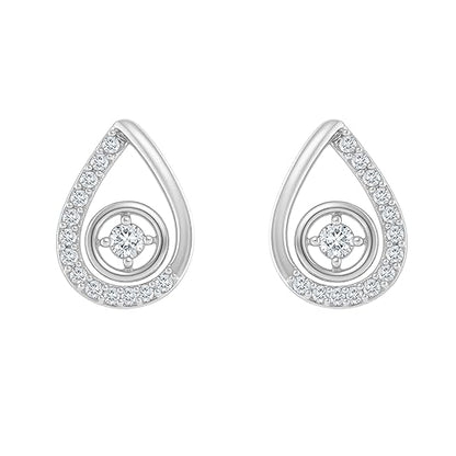 925 Sterling Silver Teardrop small silver earrings Stud Earrings Rhodium Plated with Cubic Zirconia, [𝐁𝐞𝐬𝐭 𝐐𝐮𝐚𝐥𝐢𝐭𝐲 𝐒𝐢𝐥𝐯𝐞𝐫] Dancing Diamond Design (1 Pair)