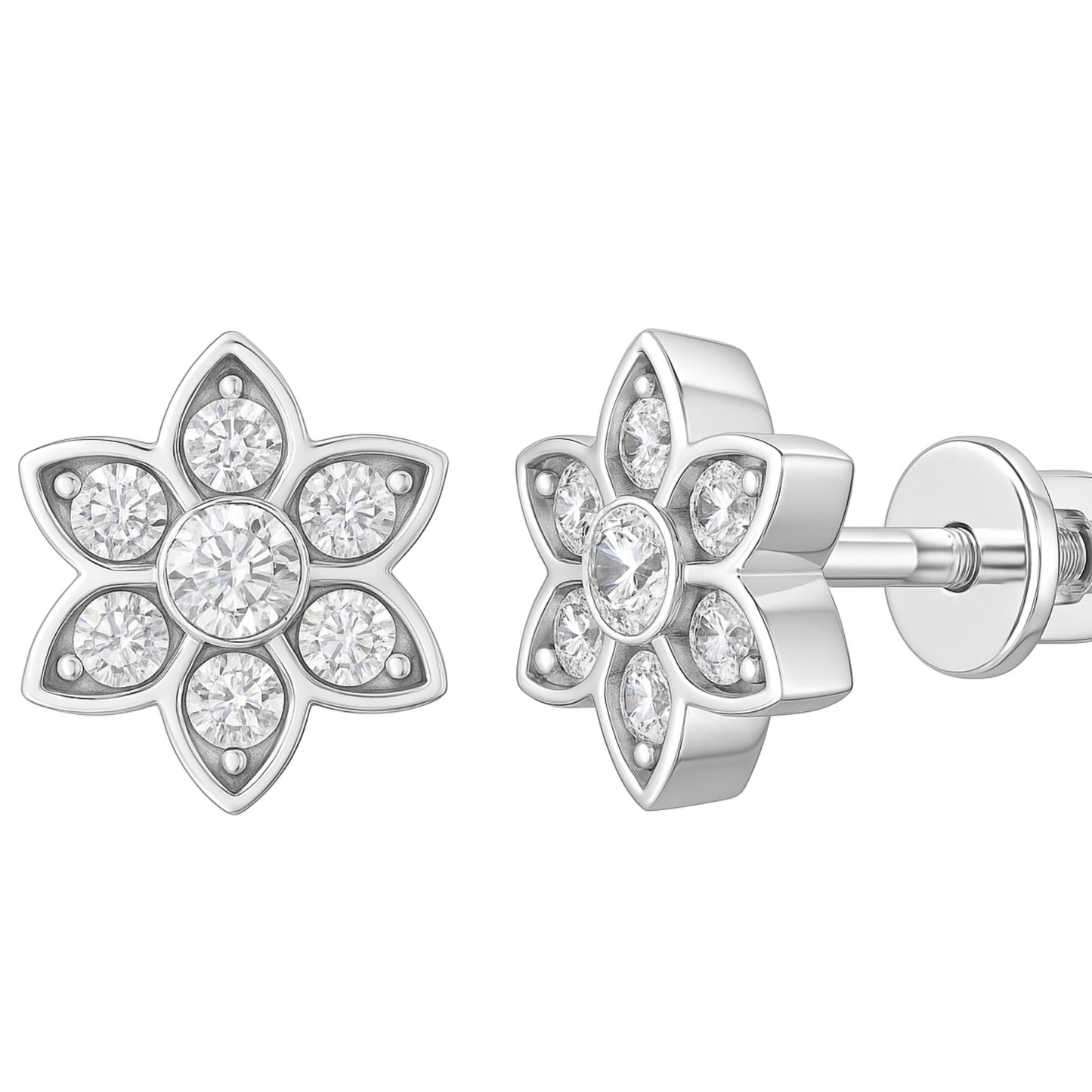 925 Sterling Pure Silver Stud Earrings Rhodium plated sterling silver with Cubic Zirconia