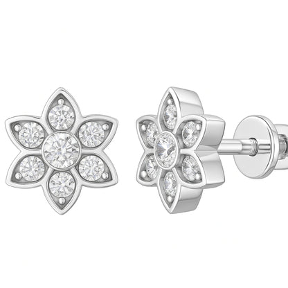 925 Sterling Pure Silver Stud Earrings Rhodium plated sterling silver with Cubic Zirconia