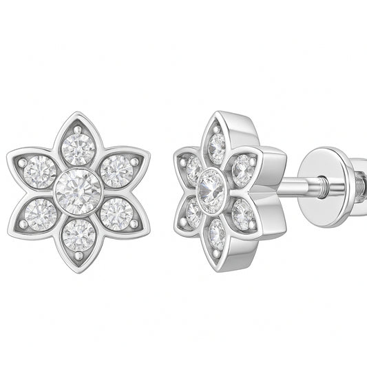 925 Sterling Pure Silver Stud Earrings Rhodium plated sterling silver with Cubic Zirconia