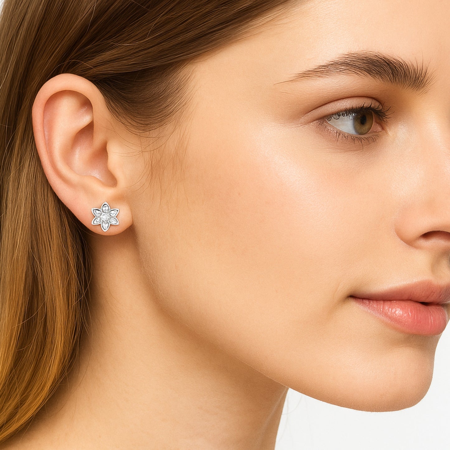 925 Sterling Pure Silver Stud Earrings Rhodium plated sterling silver with Cubic Zirconia