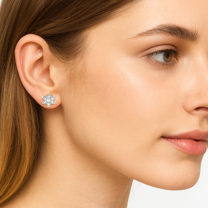 925 Sterling Pure Silver Stud Earrings Rhodium plated sterling silver with Cubic Zirconia