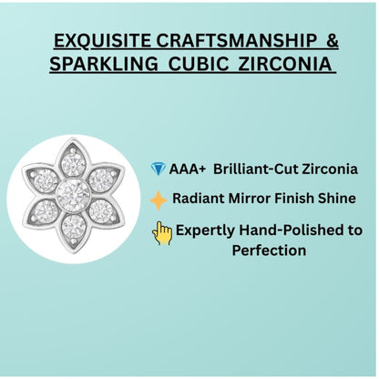 925 Sterling Pure Silver Stud Earrings Rhodium plated sterling silver with Cubic Zirconia