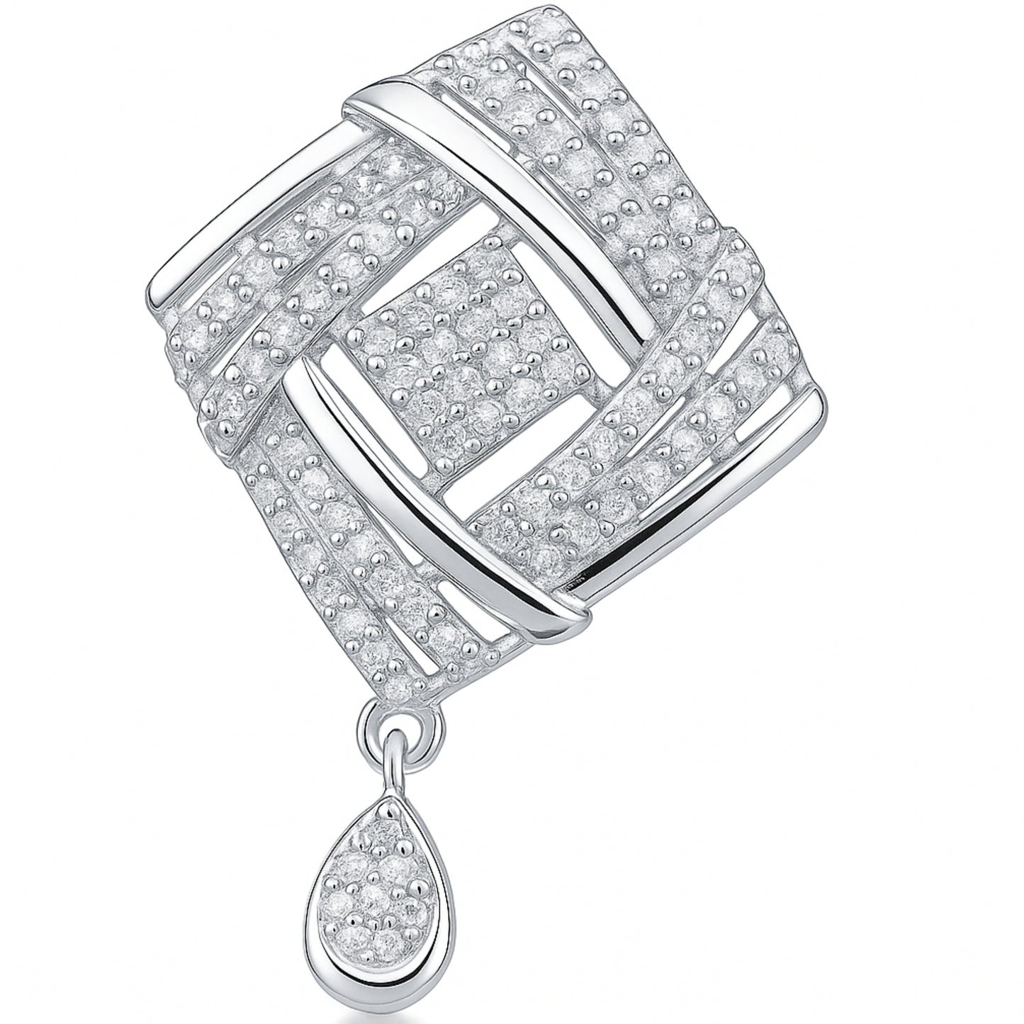 925 sterling silver rhodium plated pendant with earring