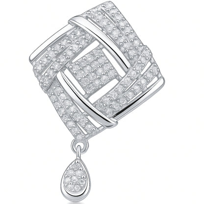 925 sterling silver rhodium plated pendant with earring