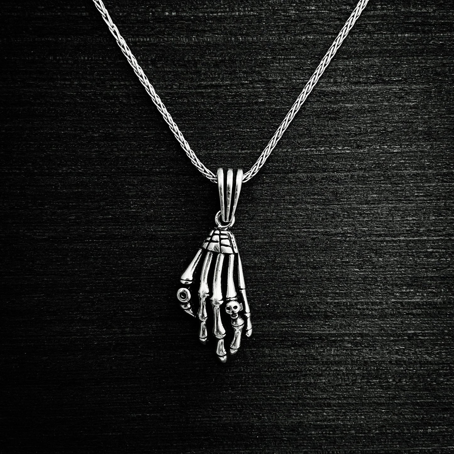 Silver Skeleton Hand Necklace, Gothic Necklace, Skeleton Necklace, Skeleton Jewellery, Handmade Mens Womens Gift
