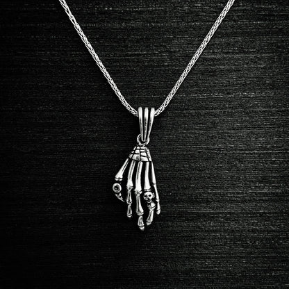 Silver Skeleton Hand Necklace, Gothic Necklace, Skeleton Necklace, Skeleton Jewellery, Handmade Mens Womens Gift