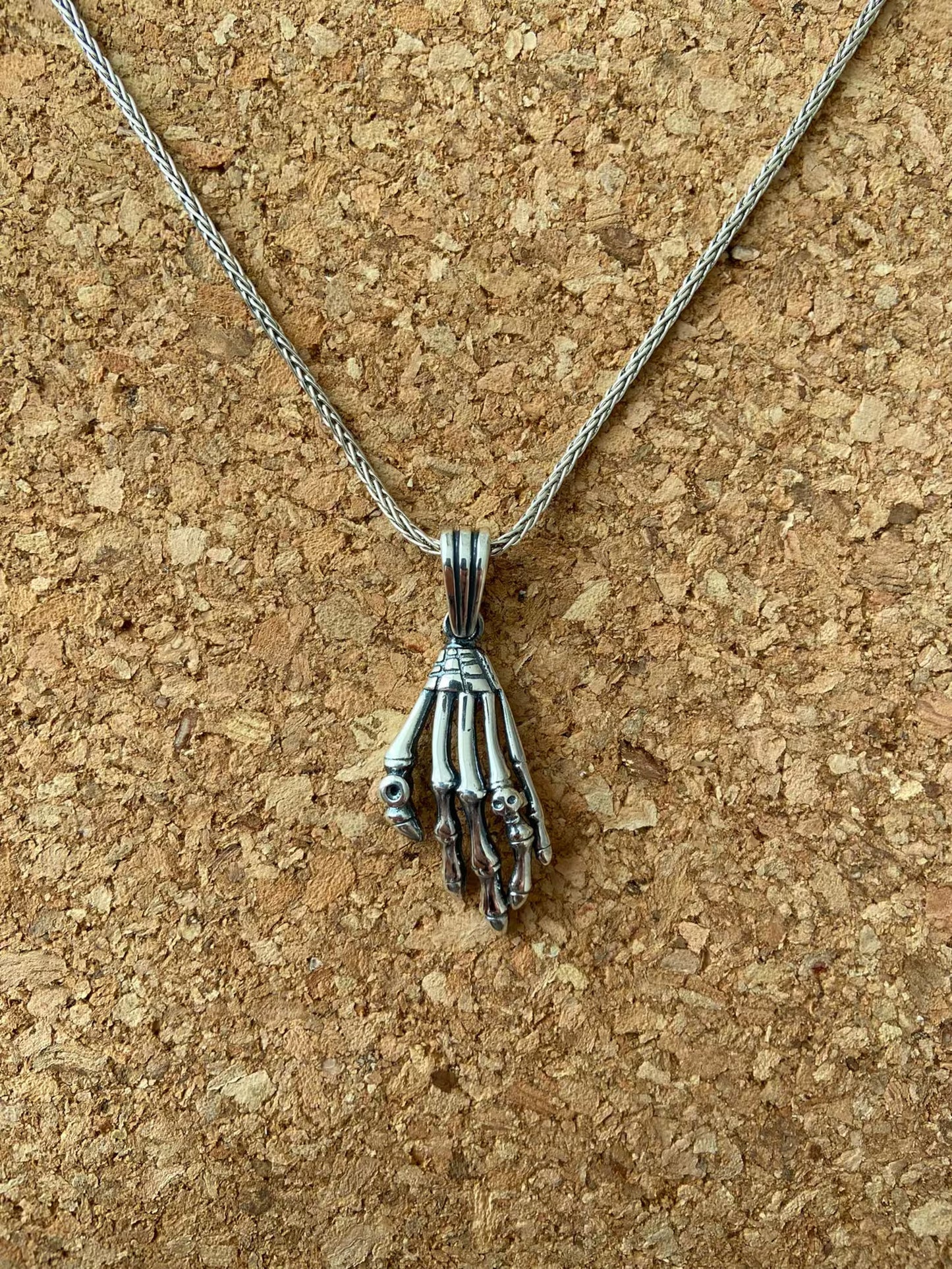 Silver Skeleton Hand Necklace, Gothic Necklace, Skeleton Necklace, Skeleton Jewellery, Handmade Mens Womens Gift