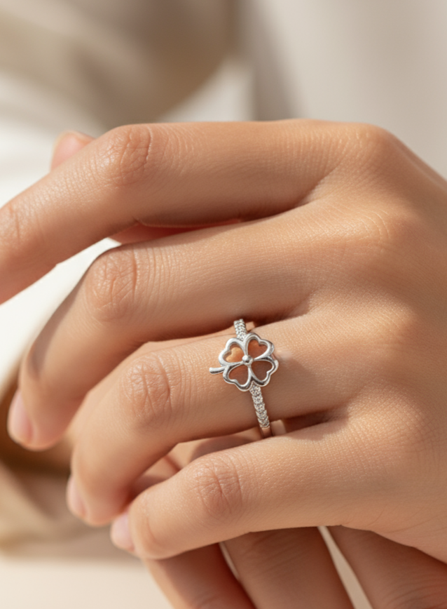 925 Sterling Silver Butterfly Ring with Diamond Accents, For Women And Girls, Pure Silver Ring