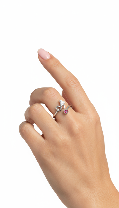 925 Sterling Silver Ring with Diamond Accents For Women And Girls, Pure Silver Ring