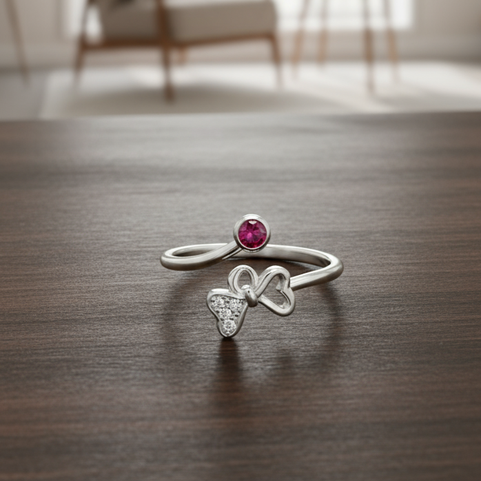 925 Sterling Silver Ring with Diamond Accents For Women And Girls, Pure Silver Ring