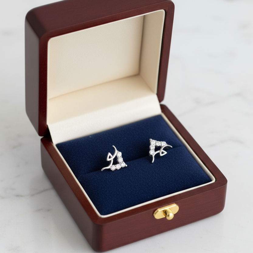 925 Sterling Silver Heart Stud Earrings with Crystal Rhinestone Pave Design,  for Women and Girls