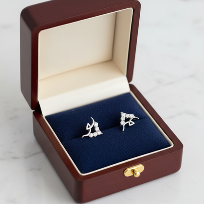 925 Sterling Silver Heart Stud Earrings with Crystal Rhinestone Pave Design,  for Women and Girls