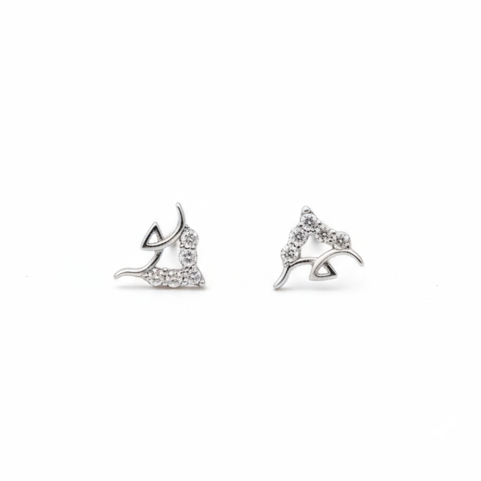 925 Sterling Silver Heart Stud Earrings with Crystal Rhinestone Pave Design,  for Women and Girls