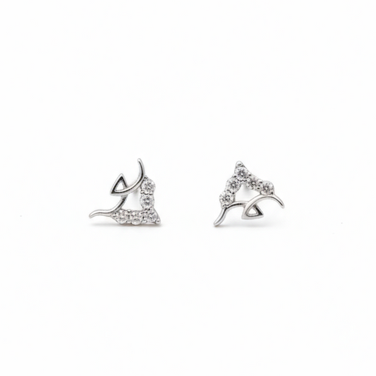 925 Sterling Silver Heart Stud Earrings with Crystal Rhinestone Pave Design,  for Women and Girls