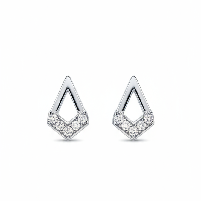 925 Sterling Silver Diamond Drop Stud Earrings, Silver with Cubic Zirconia, Jewellary For Women And Girls