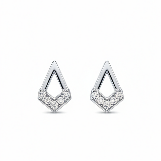 925 Sterling Silver Diamond Drop Stud Earrings, Silver with Cubic Zirconia, Jewellary For Women And Girls