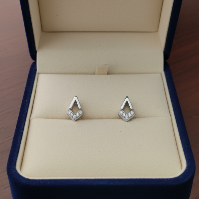 925 Sterling Silver Diamond Drop Stud Earrings, Silver with Cubic Zirconia, Jewellary For Women And Girls