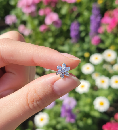 925 Sterling Silver Cubic Zirconia Floral Stud Earrings, Crystal Flower Design, Jewellery for Women & Girls