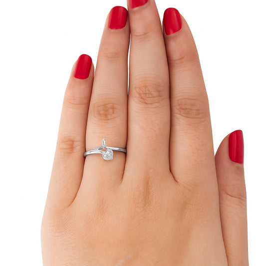 925 Silver apple shape Elegant Loop Ring  | Birthday Wedding Gifts for Women & Girls (Adjustable size)