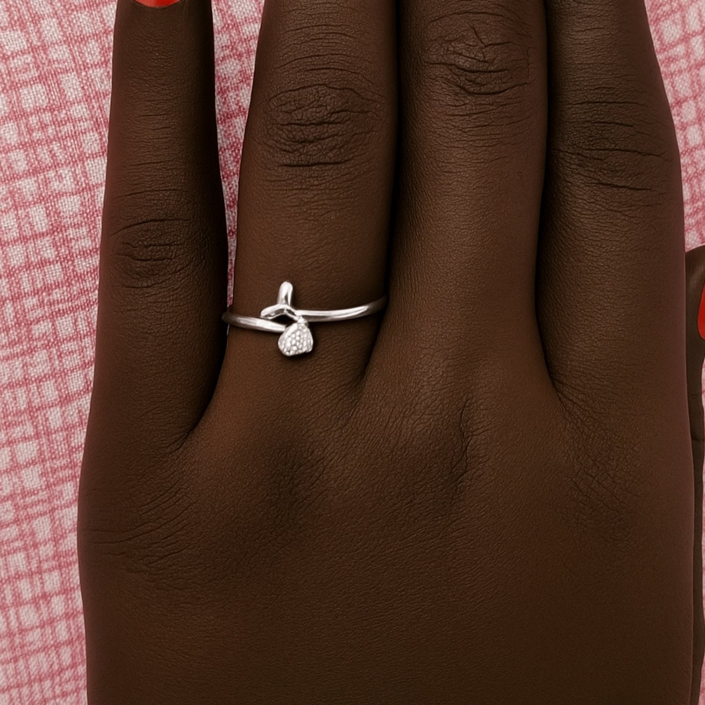 925 Silver apple shape Elegant Loop Ring  | Birthday Wedding Gifts for Women & Girls (Adjustable size)